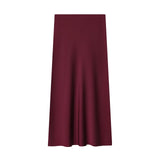 Z2025 New Fashion Temperament Silk Hyssy Texture Simple Straight Fan Flute Skirt 8534855