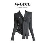 Autumn New Fashion Black Long-Sleeved T-Shirt Blouse Simple Sister Temperament Trousers Two Sets