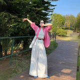 Pink Sunscreen Long-Sleeved Shirt Coat Women's Summer Thin Outer Shirt Design Feel Small Outside Put On The Coat