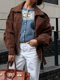 Autumn/Winter 2025 Women's Hot Sale Velvet Brown Loose Casual Jacket Jacket