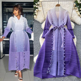 Relaxed Strap Long Three-Home Folded Coat Female Fashionable Gradient Wood Ear Pressure Skirt
