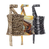 2025 Summer New Breast-Wear Women's Fashion Animal Print Leopard Pattern Net Skirt Suit