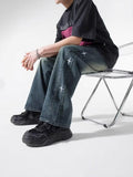 Heavy Industry Embroidered Jeans Men's Spring And Summer Trend Hop Hop Trousers Hip-Hop Loose Broad-Legged Trousers