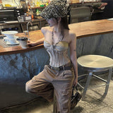 Fashion 2025 Winter New Women's Hottie Design Feel Sleeveless Bra Set Up Sexy Vest