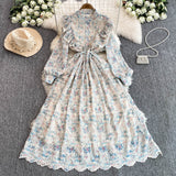 French-Covered Court-Style Long Dress With Heavy Embroidered Lace Dress Elegant