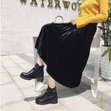 Velvet Hundred Folded Skirt Female Students 2025 Spring And Autumn New Korean Version Of High-Rise Half-Dress Mid-Long Long Skirts Appear High