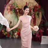Pink Engagement Cheongsam 2025 New New Chinese-Style Young Wedding To Toast Dress Dress