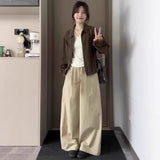 Korean Languid Wind Kaqi High-Waisted Loose-Legged Slack Pants Women's New Design Sense Of Drag Floor Long Pants