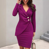 Autumn 2025 Body-Buttoning Hip-Bottom Button Buckle Professional Dress Ebay