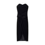 Asymmetrical Knotted Tectared Dress 2025 Spring And Summer Party Body-Outwear Fan Flute Dress