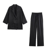 Women's Clothing 2025 New Casual Double-Dbuted Blazer + Trouser Suit Trend