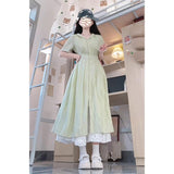Design-Sensitive Dress Women's 2025 Summer New French Temperament Short-Sleeved Folding Skirt In The Waist