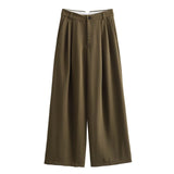 2025 Women's Autumn New Dress V-Neck Short Vest High-Waist Broad Leg Trousers Commuting Suit