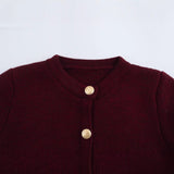 Golden Buckle-Repair Knitted Cardigan 2025 Spring Collar Bag Long-Sleeved Women's Sweater Coat