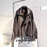 Lamb Bubble Leather Locomotive Jacket Loose PU Leather Coat Oversize New High-End Simple Autumn Coat