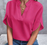 2025 Summer New V-Neck Shirt Women Solid Color Casual Buffet Shirt
