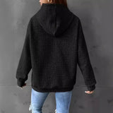 New Wish Autumn And Winter Explosion Of Solid Color Hooded Drawstring Fashion Long-Sleeved Lady's Loose Dress