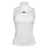 2025 Spring And Summer New Women's Temperament Design Feeling Solid Half-High Collar Sleeveless Vest Slim Slim Top