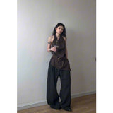 Fashion Temperament Collar Hanging Neck Vest Top Fashion Loose Feeling Loose Wide Legs Casual Pants Women Two Sets