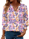 Women's 2025 Fashion Shirt Seven-Sleeve Flower Printed Casual Shirt Summer T-Shirt