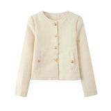 New Women's Clothing Texture Autumn Round Collar Short Jacket Jacket In Autumn Winter 2025
