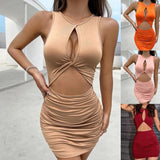 2025 Summer Women's Tight Night Dress Sexy Folded Slings