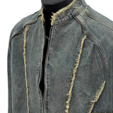 Vintage Deconstruction Of Hairside Fashion Denim Jacket Men Street Zipper Locomotive Jacket Short Tuxedo