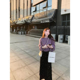 Korean Gentle Lazy Wind Purple Round Jumper Half Skirt Two Sets Of Small Loose Soft Slimy Set