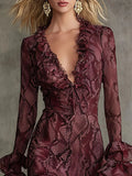 2025 Women's Ins Horn Sleeves Collar Dress Long Sleeve Dress Dress Dress