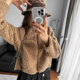 Women's Clothing 2025 New Women's Grip Velvet Zipper Jacket