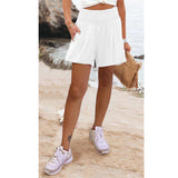 2025 Women's Hot Selling Solid Color High-Waisted Elastic Shorts Tight Waist Wide Leg Slacks