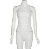 2025 Autumn Fashion Trend Women's New One-Word Shoulder-To-Shoulder Umbilly Solid Color With A Small Vest