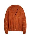Mold Same Taylor Orange Cardigan Embroidered Stars Loose Languid Temperament Sweater