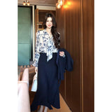 Old Money Style High-End Feel Expensive Wear Retro Broken Flowers With Shirt Top High Waist Skirt