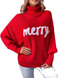 Christmas Turtleneck Women's Autumn And Winter Loose Bat Sleeves Wearing Knitted Tops Off