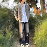 High Street Trendy Retro Fashion Collar Denim Jacket Men And Women's Autumn Casual Casual Casual Work Jacket