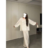 Korean Version Of Fashion Wearing Three-Dimensional Flower Temperament Easy-Fitting Loose Shirt Light Luxury Skirt Set