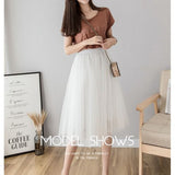 Net Yarn Skirt Women's Summer Long A Skirt High Waist 100 Folding Skirt 2025 Thin Soft Hanging Yarn Skirt