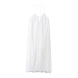 Fan Summer New Women's Hollow Embroidery Fan Flute Dress Loose Leisure Bareback Sling Skirt