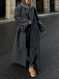 2025 Long Button Coat Coat New Collar Right Shoulder Wind Coat Loose Temperament Commute
