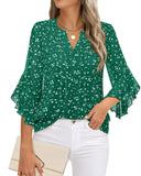 Lotus Leaf Seven-Sleeve Tops Solid Color Fashion Casual Casual V-Neck Business Shirt Chiffon Women's Clothing
