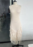 Spring/Summer 2025 Women's New Sexy Sleeveless Knitted Tweed Long Dress