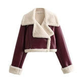 2025 Winter New Y2K Women's Collar Fur All-In-One Double-Sided Short Jacket Jacket