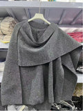 2025 Women's Autumn New Asymmetric Scarf Short Loose Knit Coat