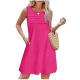 2025 Women's Casual Round Collar Foldless Pocket Dress