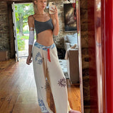 2025 Summer New Women's Hot Girls Street Fashion Fashion Graffiti Print Loose Sweatpants