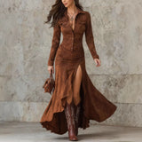 2025 New V-Neck Zipper Shirt Half-Horn Sleeve Grid Spliced Loose Casual Shirt For Women