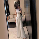 Sleeveless Waistcoat Loaf Side Dress With Wide Leg Pants Fashionable Suit Woman 2025 Summer