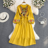 Bohemian Embroidery Tassel Tuxedo With Loose Waist A Word Big Swing Dress Seaside Holiday