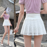 Lace Ultra-Short Skirt Women High Waist Small Skirt Summer Skirt Mini Hundred Folds Ponmp Skirt Skirt 2025 New